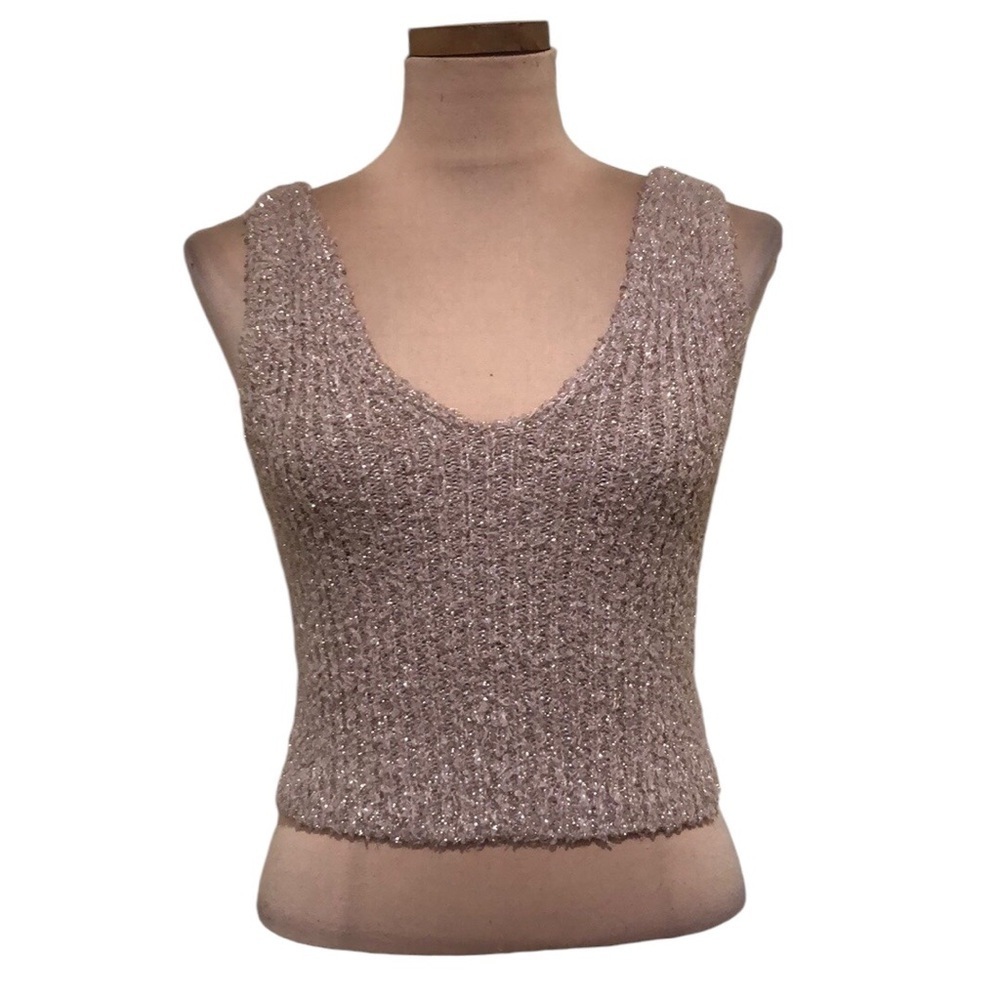 Urban Outfitters Cropped Tank Top Size Large Brown Gold Metallic